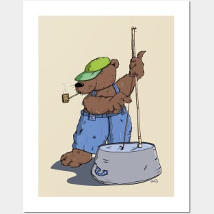 Hillbilly Bear plays Bass Guitar Posters and Art